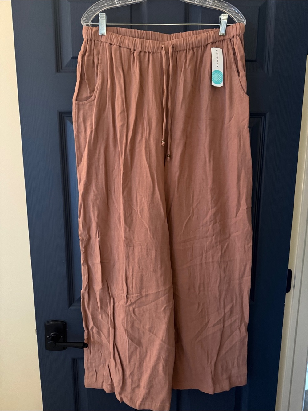 Women's Wide-Leg Drawstring Pants - Dusty Rose